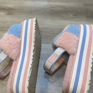 UGG pink and blue slippers size 10